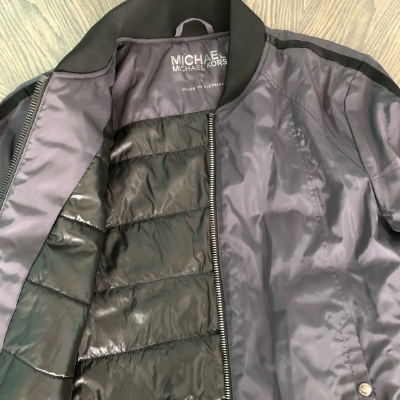 Michael Kors Insulated Gunmetal Bomber Jacket - Picture 4 of 7